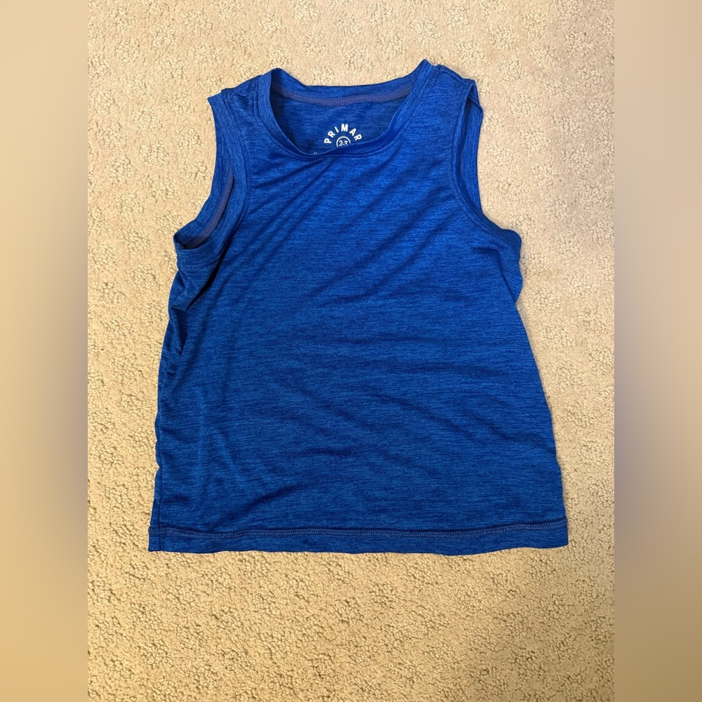 Primary Stay Cool Dri Fit Blue Kids Tank Top, Unisex, Size 2-3
